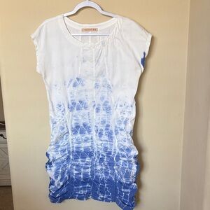 XCVI Wearables Ariana Dress CoverUp White & Blue Tie-Dye Size M